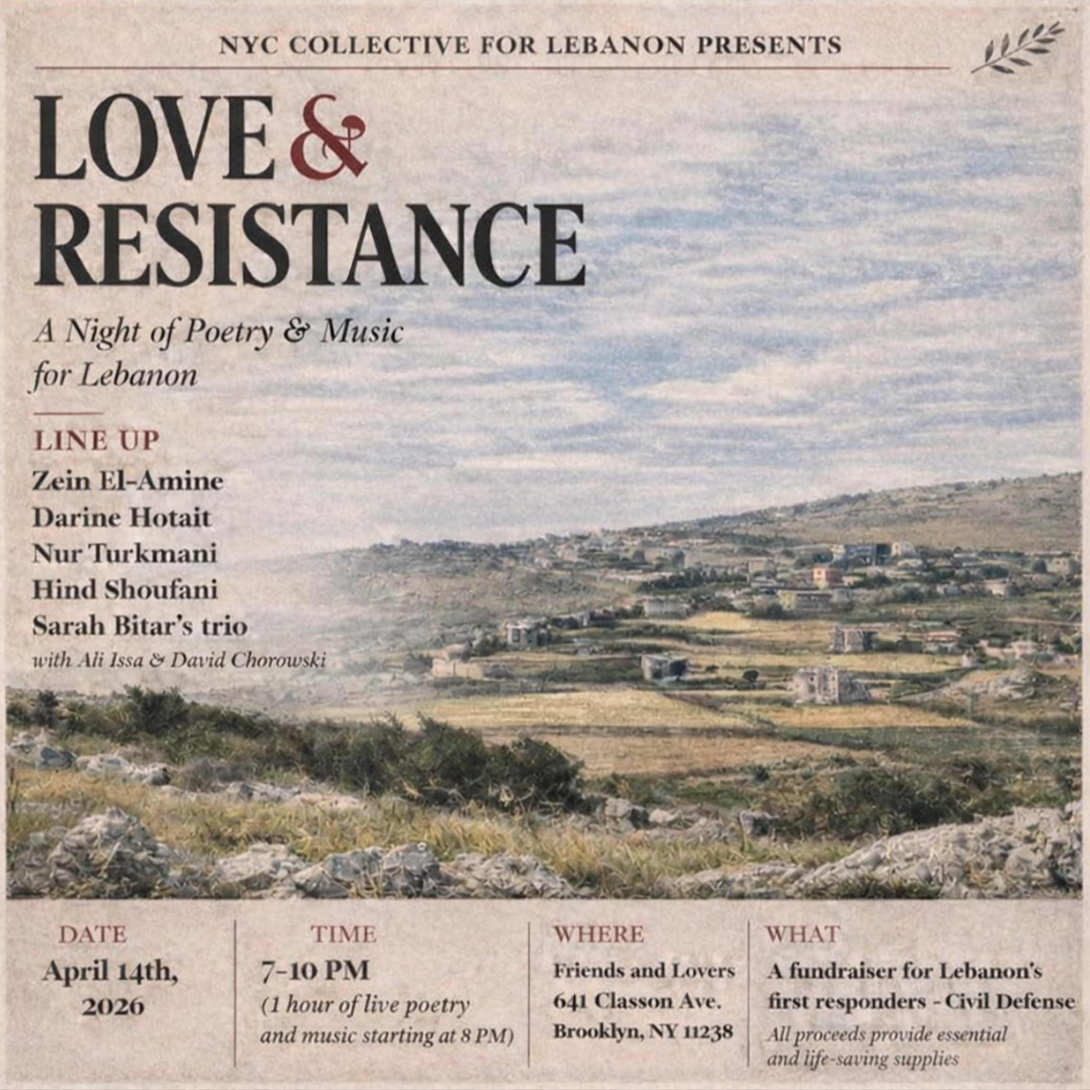 Love & Resistance: A Night of Poetry & Music for Lebanon | Brooklyn |